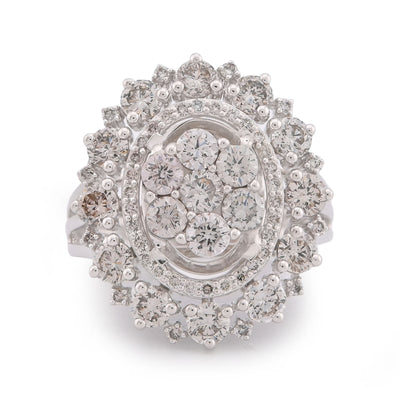 Flower Shape Cluster Centre Natural Diamond 4.86CT Women Ring 14K White Gold