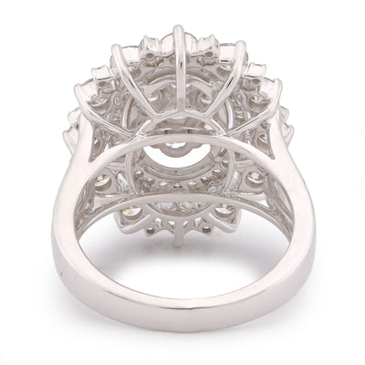 Flower Shape Cluster Centre Natural Diamond 4.86CT Women Ring 14K White Gold