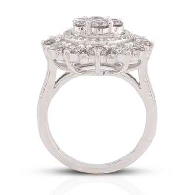 Flower Shape Cluster Centre Natural Diamond 4.86CT Women Ring 14K White Gold