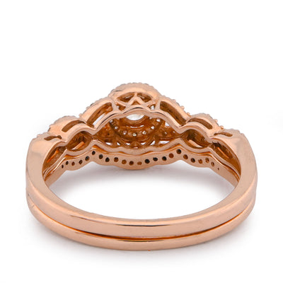 Round Solitaire Centre Infinity Style Natural Diamond Women Ring with Band 0.75CT 10K Rose Gold