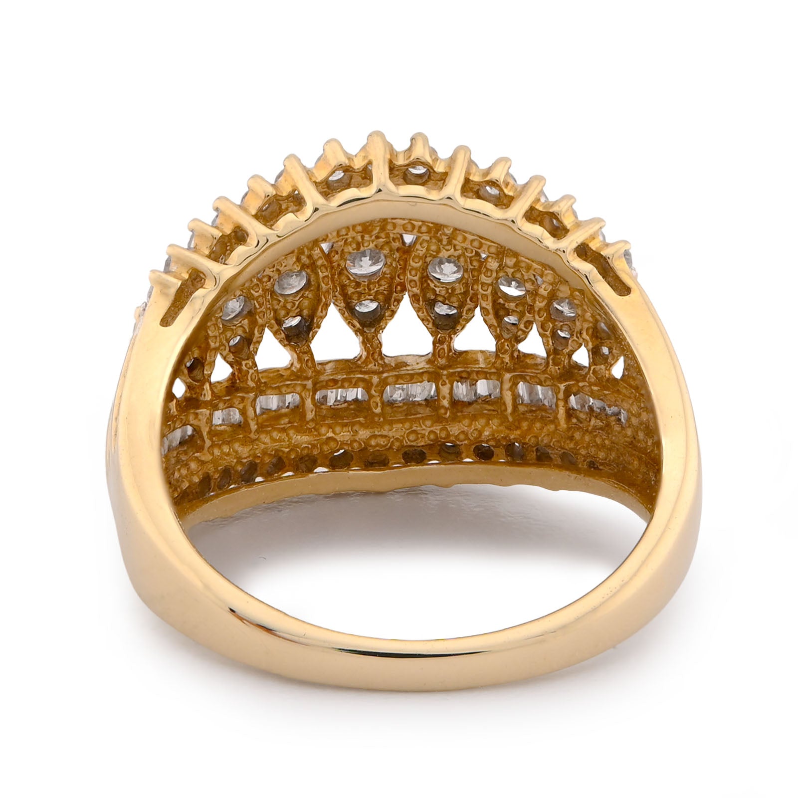 10K Yellow Gold Centre Marquise Shape Five Row 2.5CT Natural Diamond Women Ring