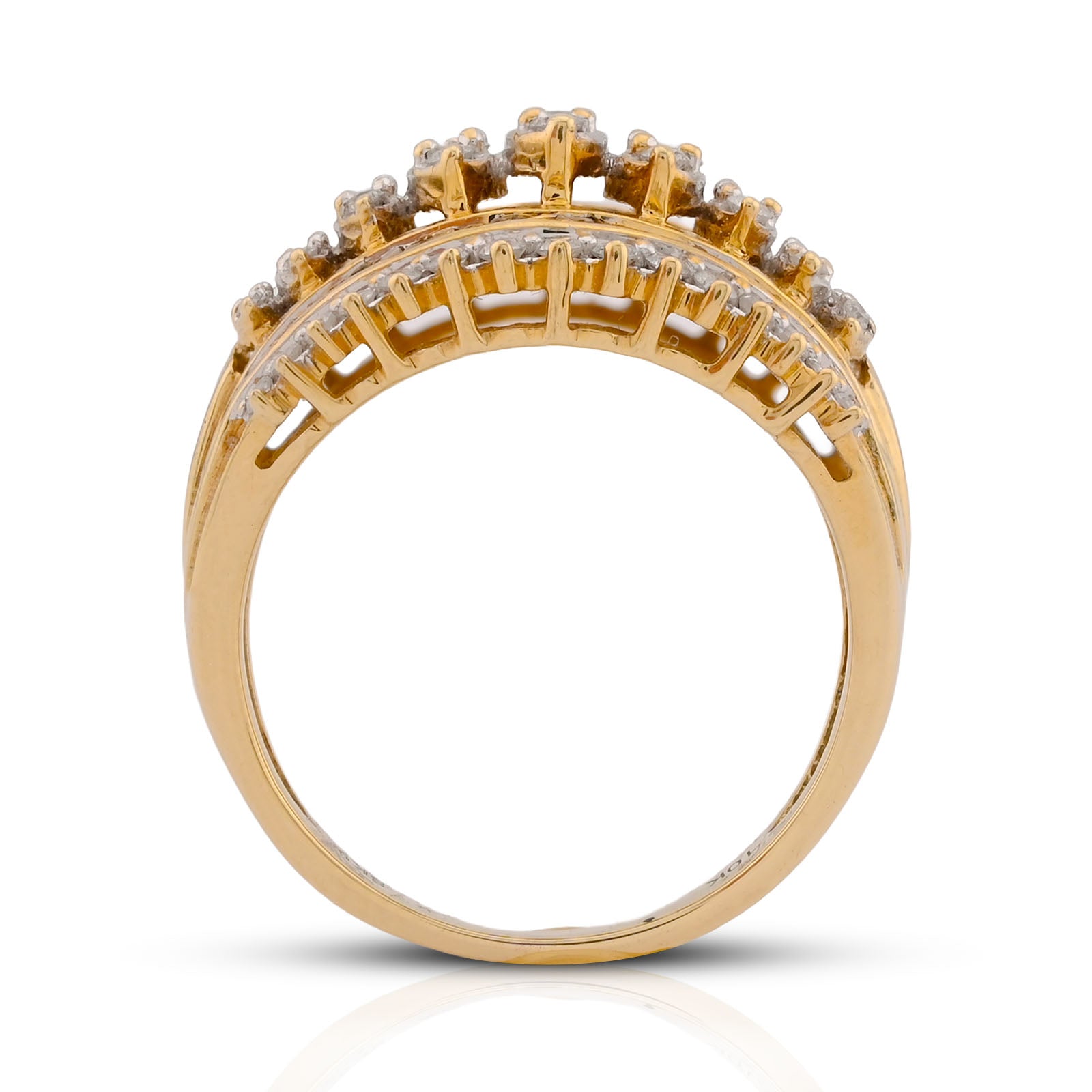 10K Yellow Gold Centre Marquise Shape Five Row 2.5CT Natural Diamond Women Ring