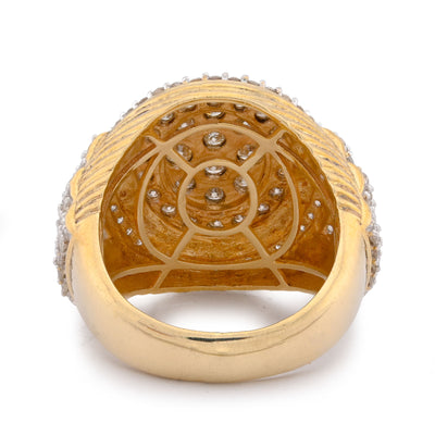10K Yellow Gold 2CT Oval Halo Illusion Set Natural Diamond 3 Step Men Pinky Ring