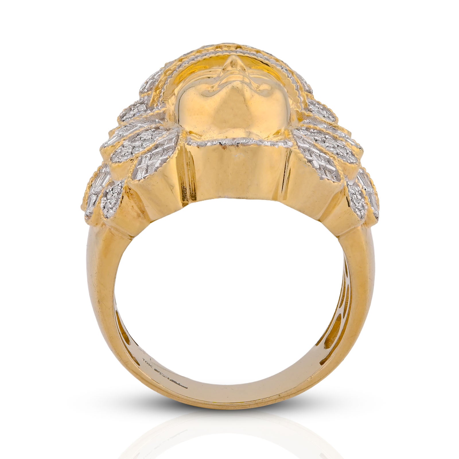 10K Yellow Gold 1.05CT Natural Diamond Indian Tribe Baguette Men Pinky Ring