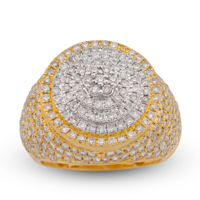 10K Yellow Gold 3.30CT Natural Diamond Round Halo Cluster Men Pinky Ring