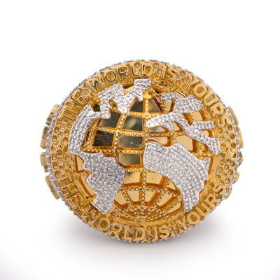10K Yellow Gold "THE WORLD IS YOURS" 1.375CT Natural Diamond Men Ring