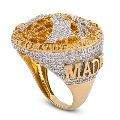 10K Yellow Gold "THE WORLD IS YOURS" 1.375CT Natural Diamond Men Ring