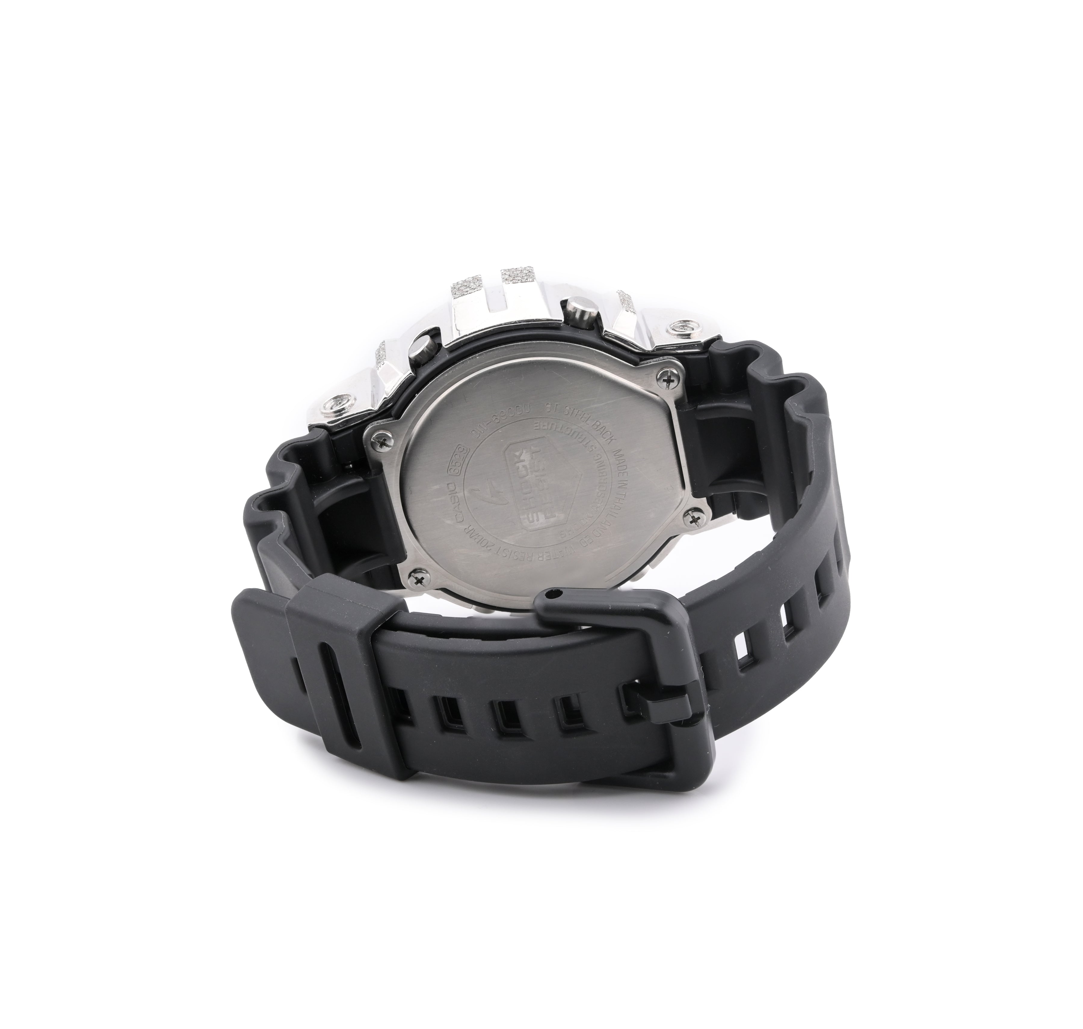 G-Shock DW6900U Diamond Iced Out Two Tone 4.60 CTW Rose Gold and White Bezel Watch