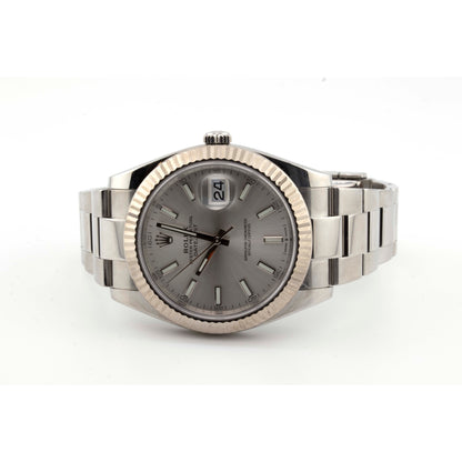 41mm Rolex Datejust II – Factory Set Stainless Steel with White Stick Dial & Fluted Bezel
