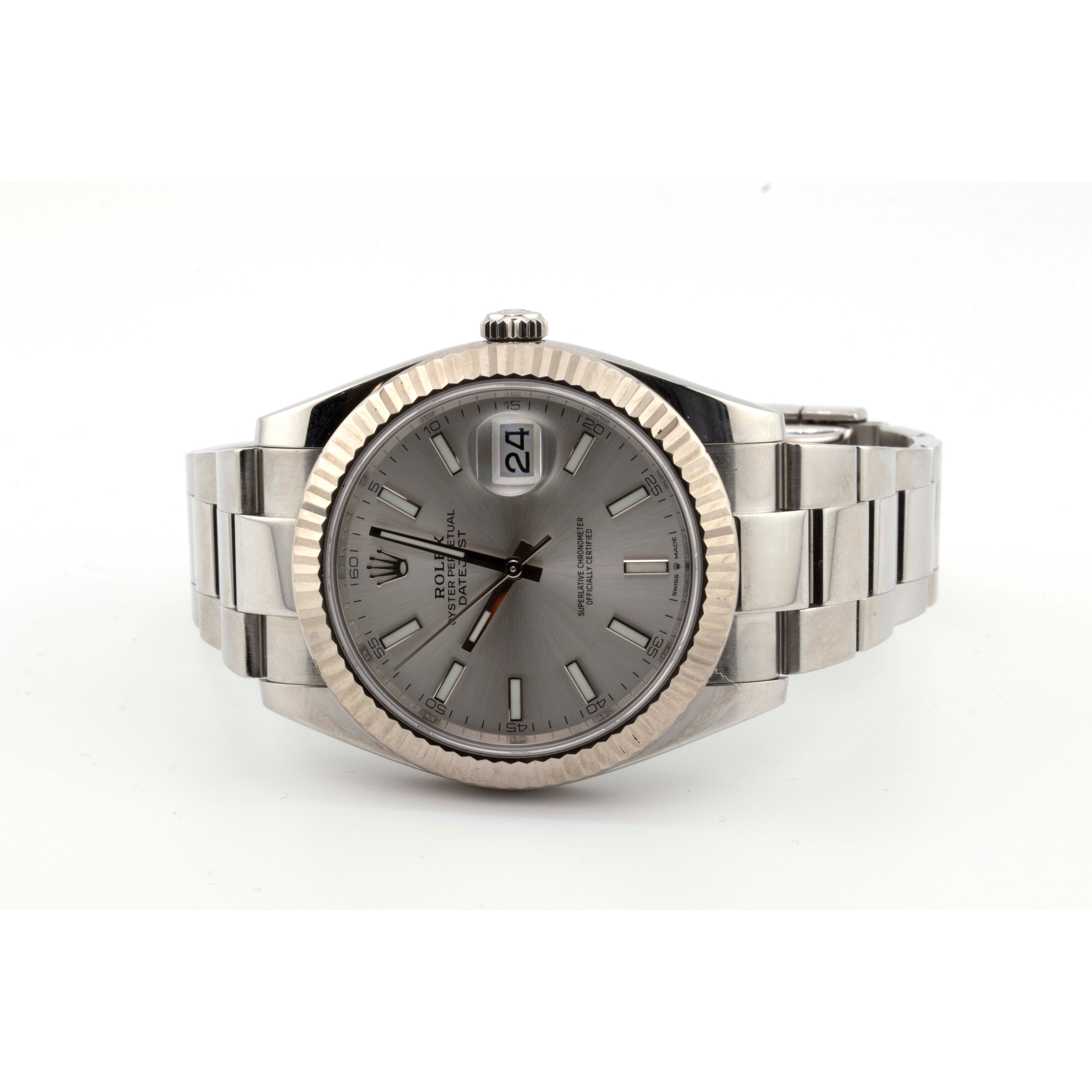 41mm Rolex Datejust II – Factory Set Stainless Steel with White Stick Dial & Fluted Bezel