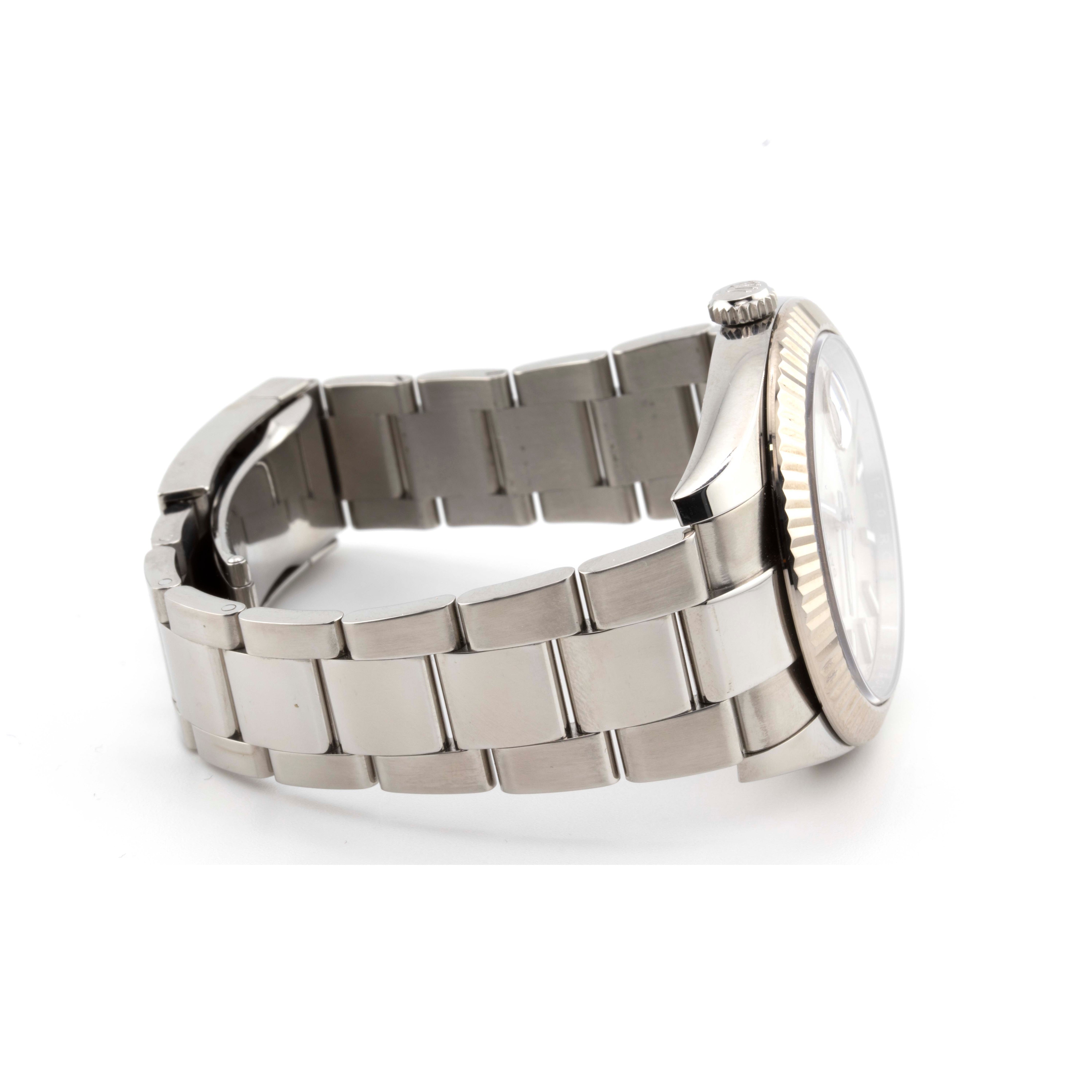 41mm Rolex Datejust II – Factory Set Stainless Steel with White Stick Dial & Fluted Bezel