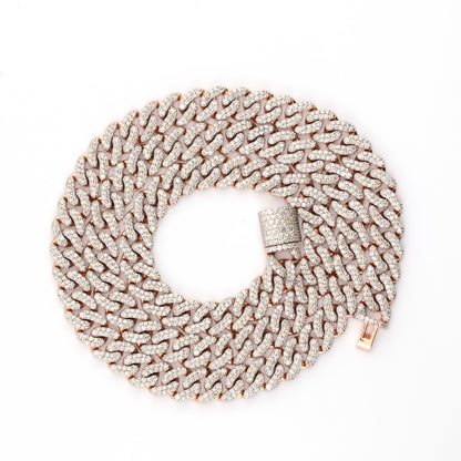 10k 2 Row Rose Gold Pave Cuban Chain (8mm, 22”)