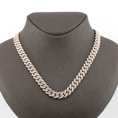 10k 2 Row Rose Gold Pave Cuban Chain (8mm, 22”)