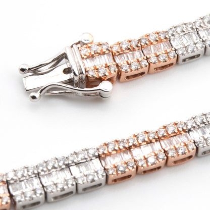 10kt Two-Tone Rose & White Baguette Tennis Chain (5mm, 20”)