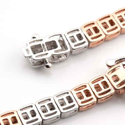 10kt Two-Tone Rose & White Baguette Tennis Chain (5mm, 20”)