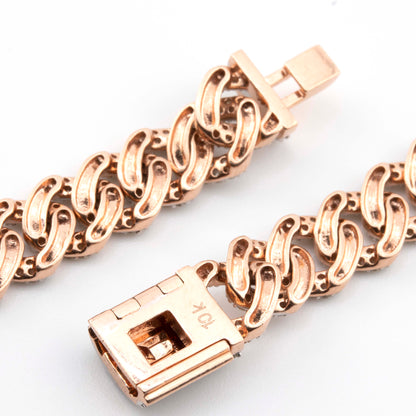 10k 2 Row Rose Gold Pave Cuban Chain (8mm, 22”)
