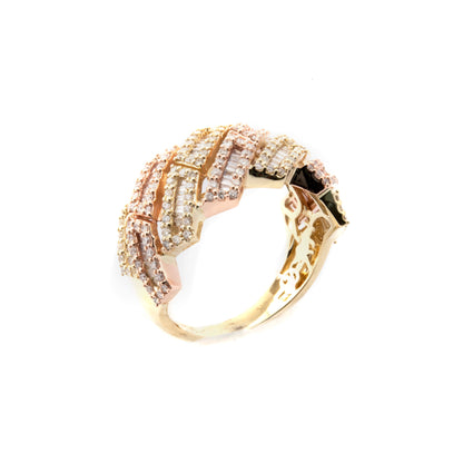 10K Two-Tone Rose & Yellow Gold Cuban Link Ring