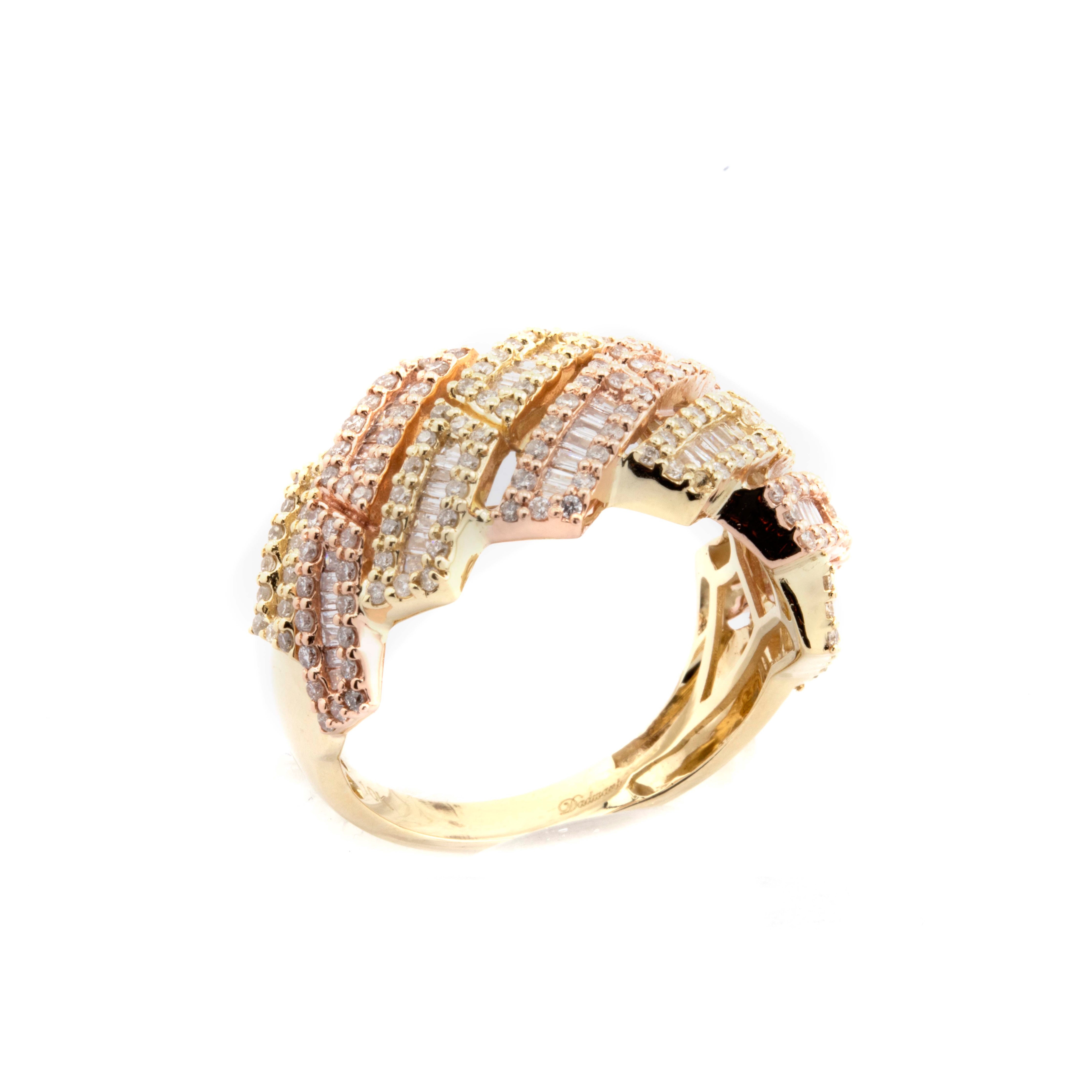10K Two-Tone Rose & Yellow Gold Cuban Link Ring
