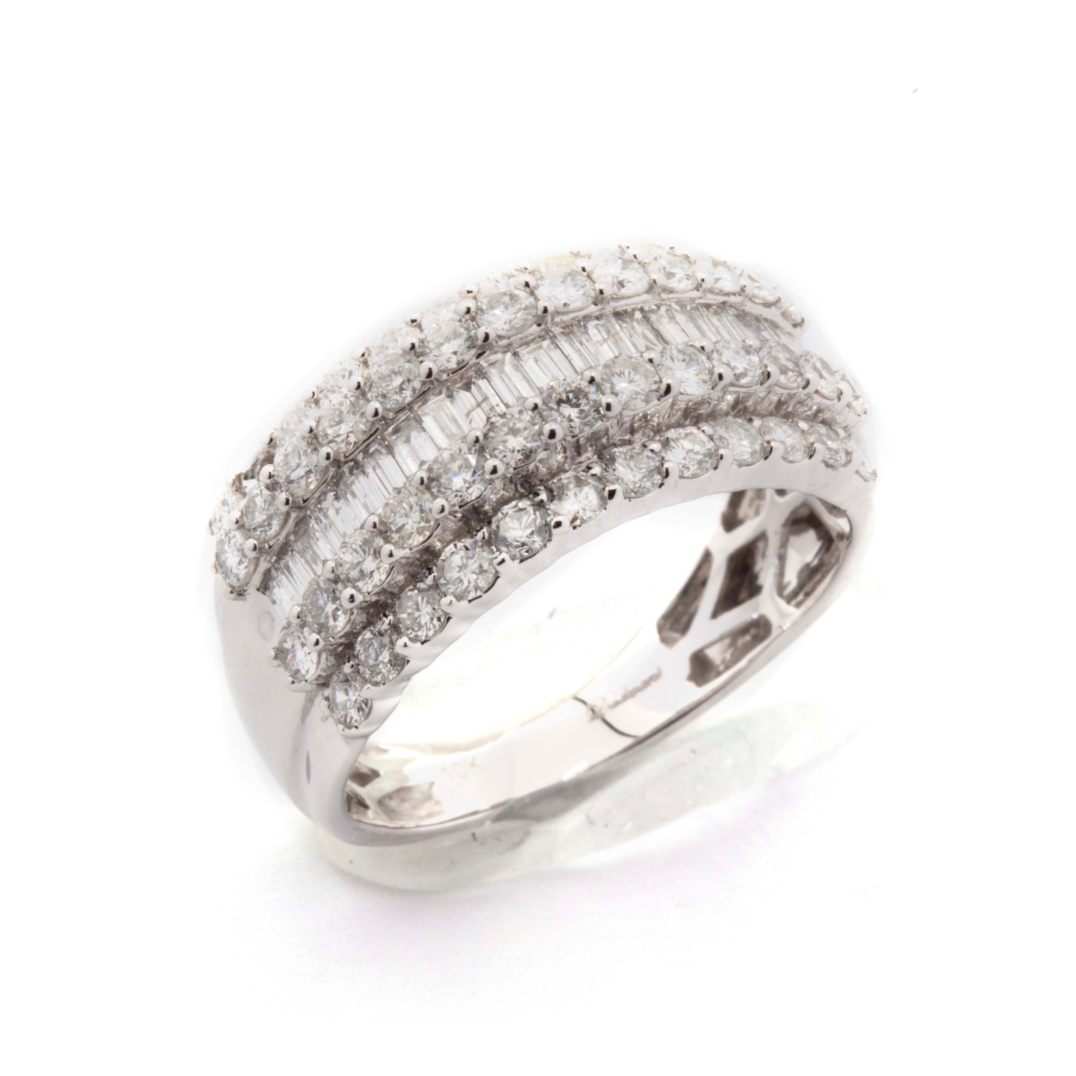 10K White Gold Baguette Diamond Band