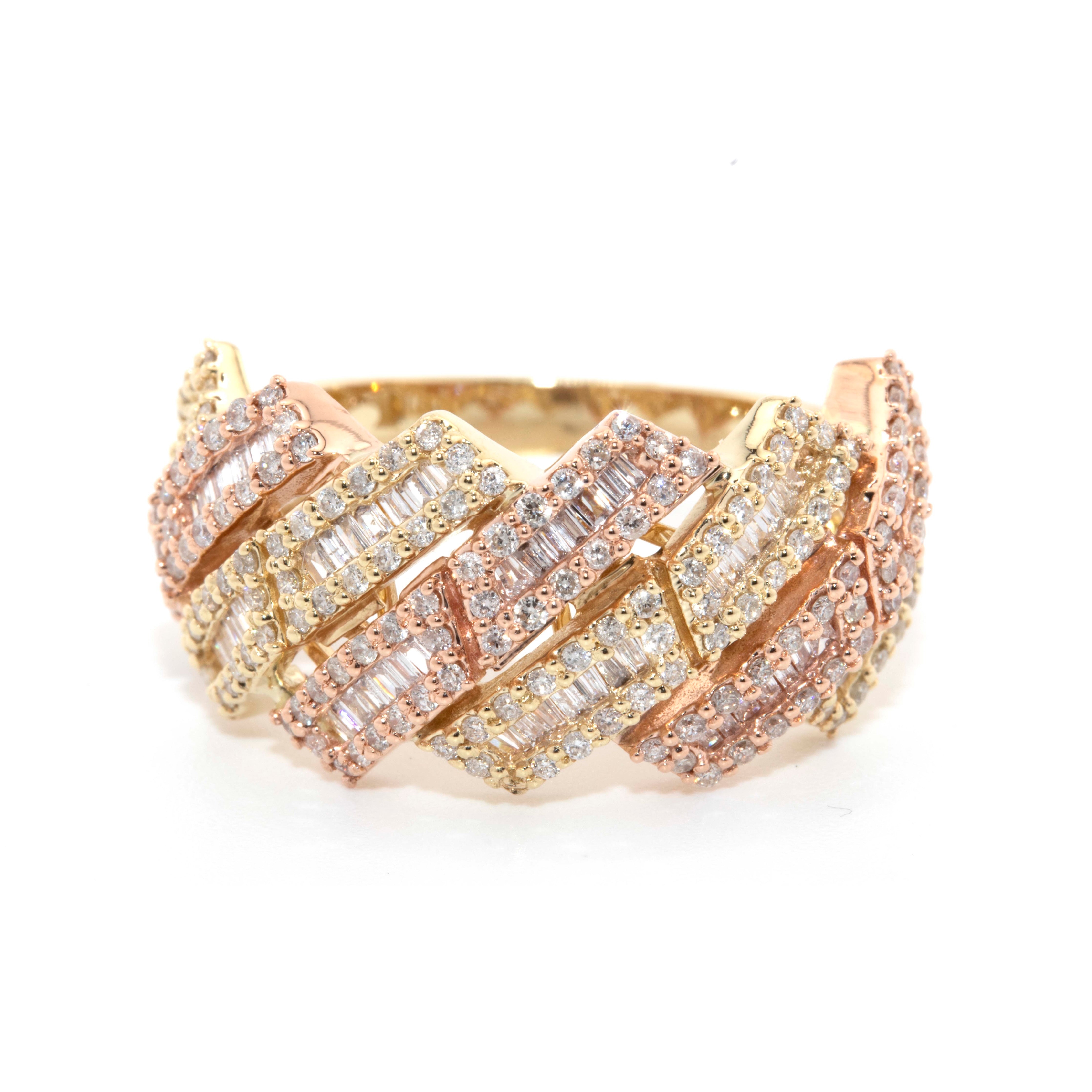 10K Two-Tone Rose & Yellow Gold Cuban Link Ring