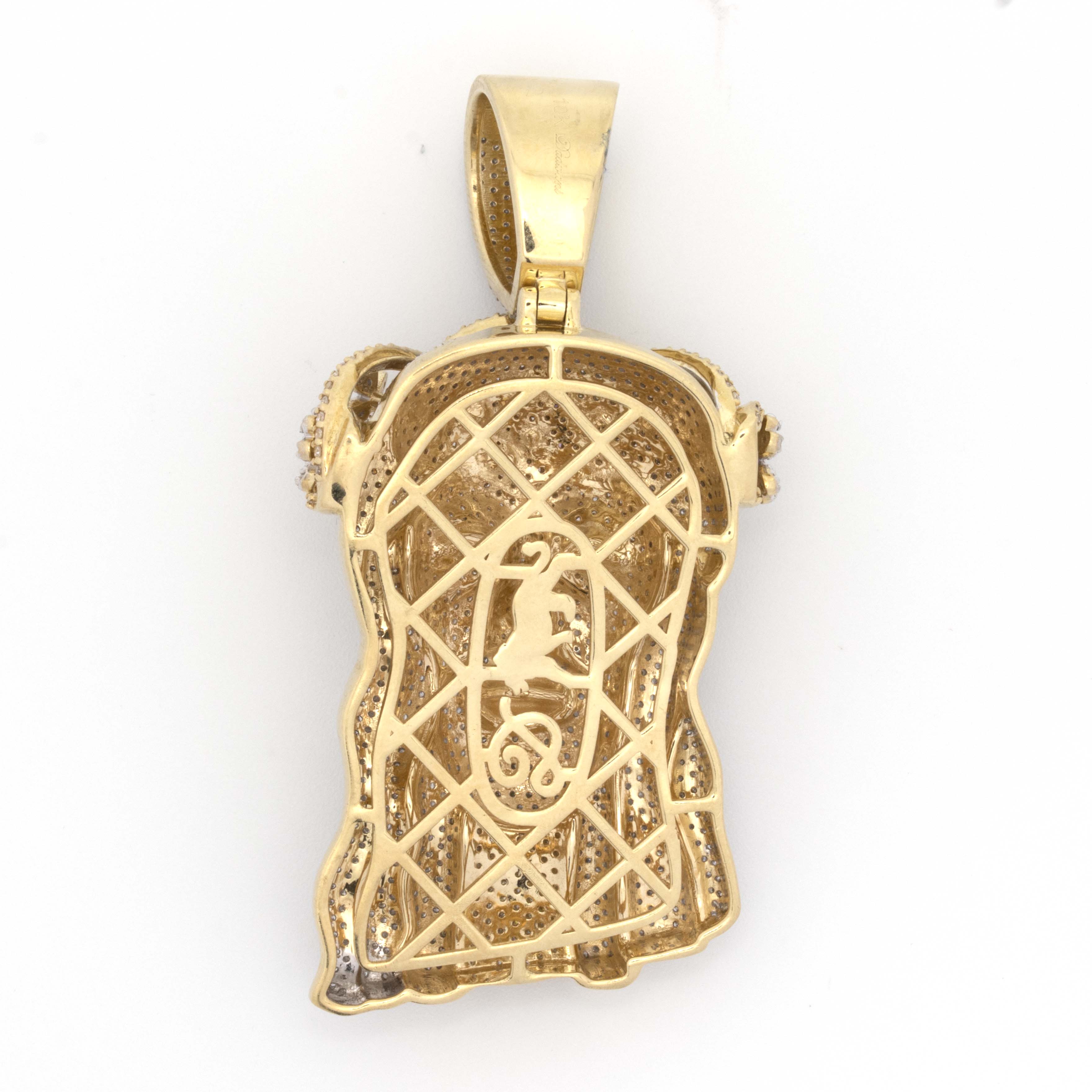 10K Two-Tone Yellow/White Gold Jesus 2CT Round Diamond Pendant