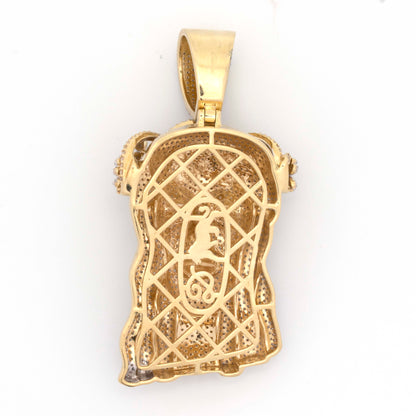 10K Two-Tone Yellow/White Gold Jesus 2CT Round Diamond Pendant