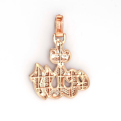 10K Rose Gold 2.69CT Allah Diamond Pendant