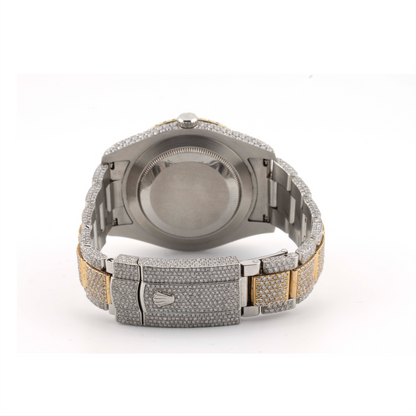 41mm Rolex Datejust II – Iced Out Yellow Two-Tone with Arabic Dial & 2-Row Diamond Bezel