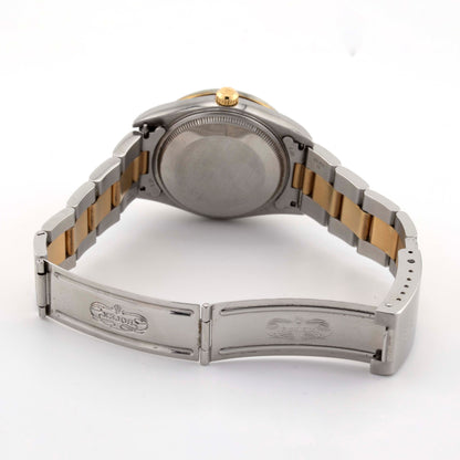 Rolex 36mm Datejust Two Tone SS / Yellow Oyster Band 1 Row Channel Set Diamond Bezel Cream Diamond Dial