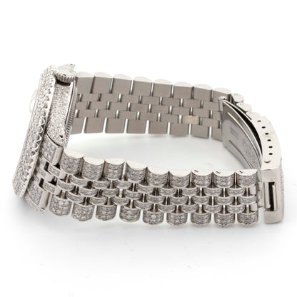 Rolex 36mm Datejust Fully Iced Out All White Jubilee Band Two Row Diamond Bezel Dial