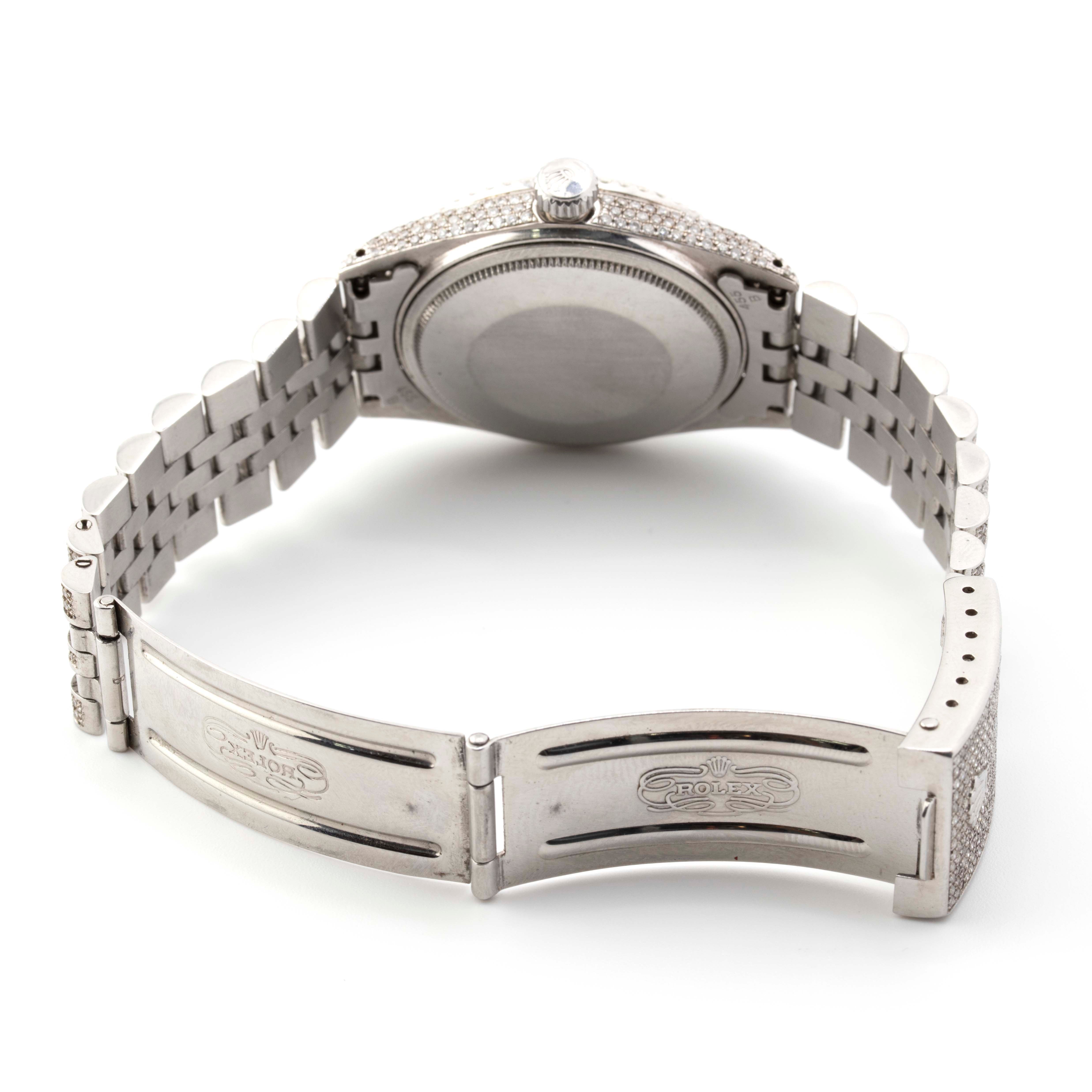 Rolex 36mm Datejust All White Fully Iced Out Jubliee Band Single Row Diamond Bezel Arabic Full Diamond Dial