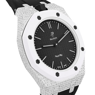 AP x Swatch Royal Pop Natural Diamond Band Black/White Watch Ocho Negro - Elite Jewelers-Luxury Watch