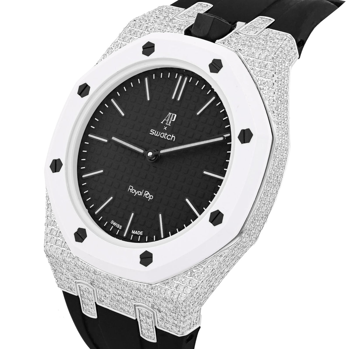 AP x Swatch Royal Pop Natural Diamond Band Black/White Watch Ocho Negro - Elite Jewelers-Luxury Watch