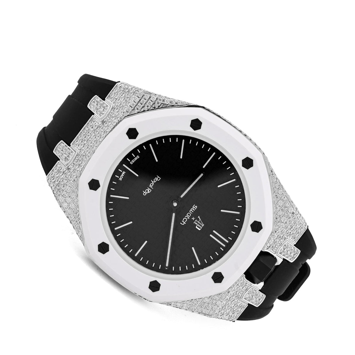 AP x Swatch Royal Pop Natural Diamond Band Black/White Watch Ocho Negro - Elite Jewelers-Luxury Watch