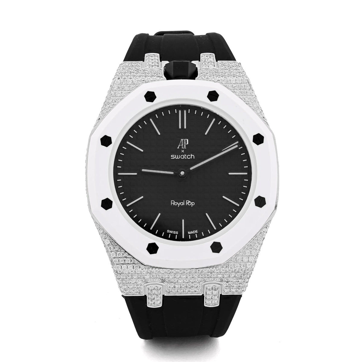 AP x Swatch Royal Pop Natural Diamond Band Black/White Watch Ocho Negro - Elite Jewelers-Luxury Watch