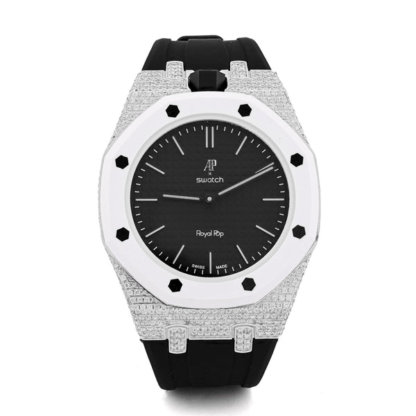 AP x Swatch Royal Pop Natural Diamond Band Black/White Watch Ocho Negro - Elite Jewelers-Luxury Watch