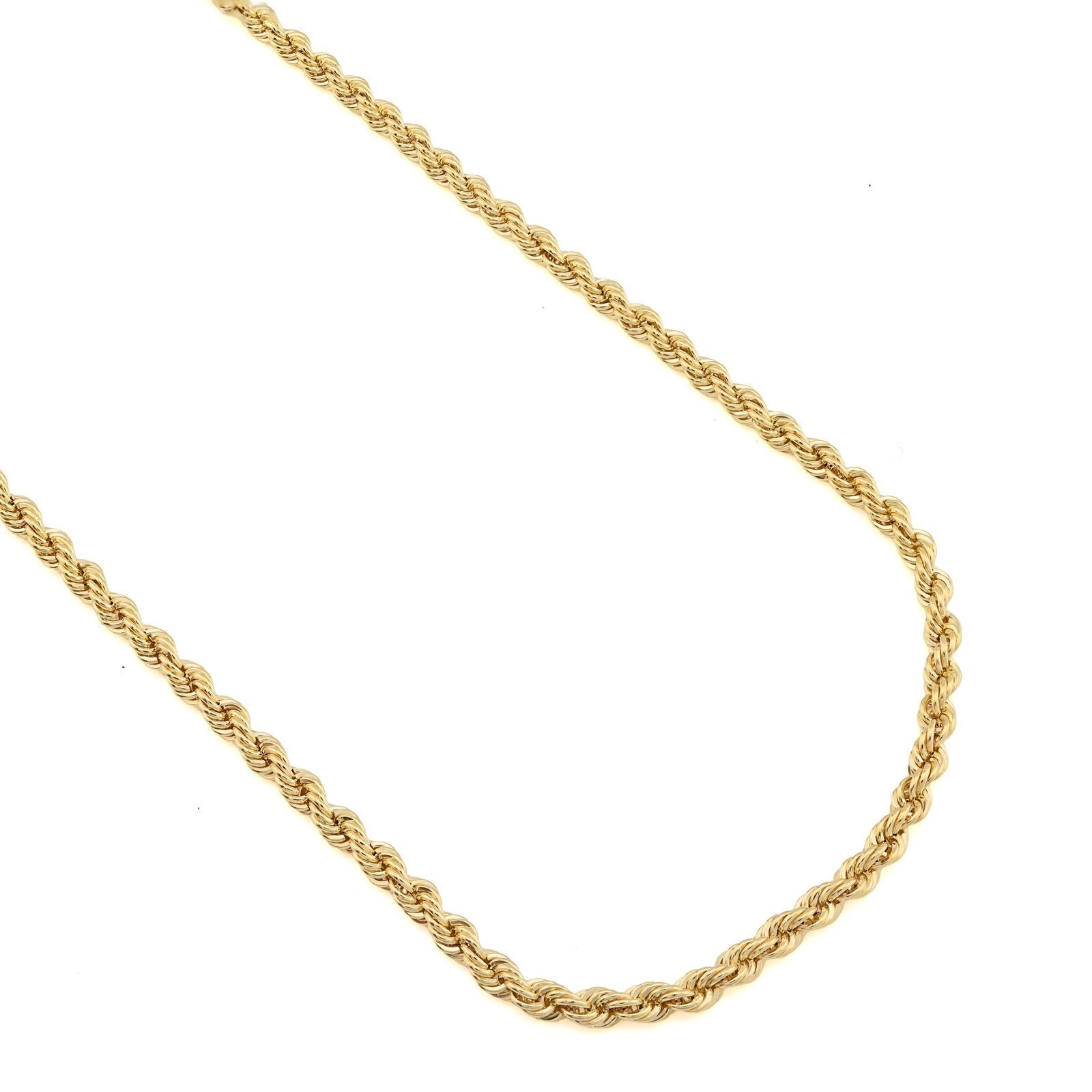 Bonded Rope Chain 4MM Real 1/10th 10k Yellow Gold 925 Silver 22In 4.3gm Necklace - Elite Jewelers - Necklaces & Chains
