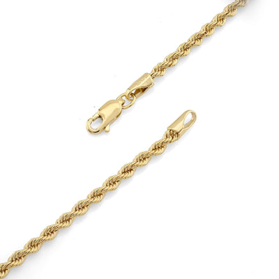 Bonded Rope Chain 4MM Real 1/10th 10k Yellow Gold 925 Silver 22In 4.3gm Necklace - Elite Jewelers - Necklaces & Chains
