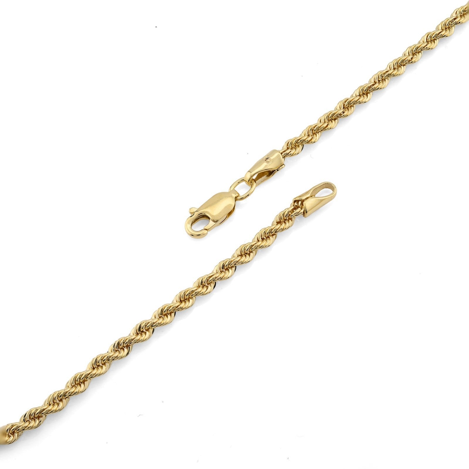 Bonded Rope Chain 4MM Real 1/10th 10k Yellow Gold 925 Silver 22In 4.3gm Necklace - Elite Jewelers - Necklaces & Chains
