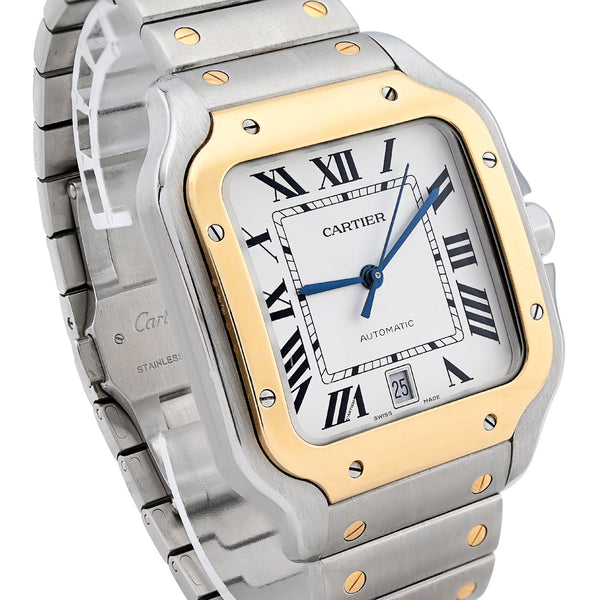 Cartier De Santos 40MM Gold and Steel 2 Tone Roman Dial All original FULL SET Watch - Elite Jewelers - Luxury Watch