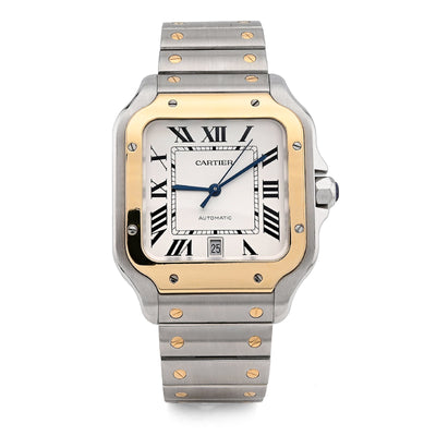 Cartier De Santos 40MM Gold and Steel 2 Tone Roman Dial All original FULL SET Watch - Elite Jewelers - Luxury Watch
