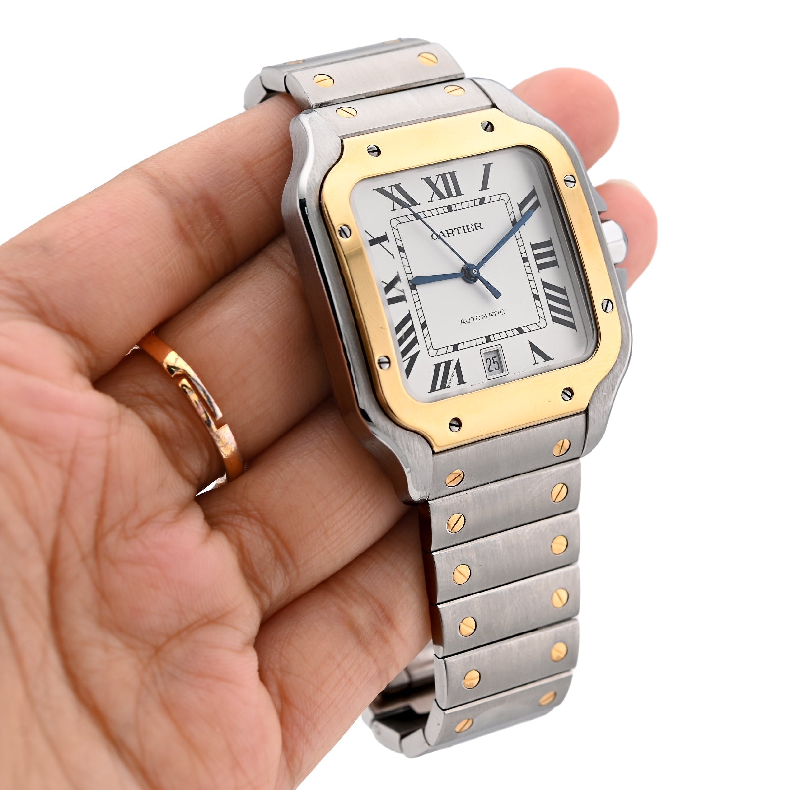 Cartier De Santos 40MM Gold and Steel 2 Tone Roman Dial All original FULL SET Watch - Elite Jewelers - Luxury Watch