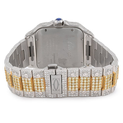 Cartier Santos 2 Tone Yellow & White 40MM 18CT Lab Diamond Watch - Elite Jewelers - Luxury Watch