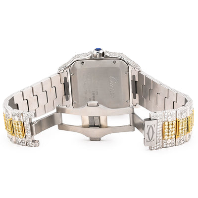 Cartier Santos 2 Tone Yellow & White 40MM 18CT Lab Diamond Watch - Elite Jewelers - Luxury Watch