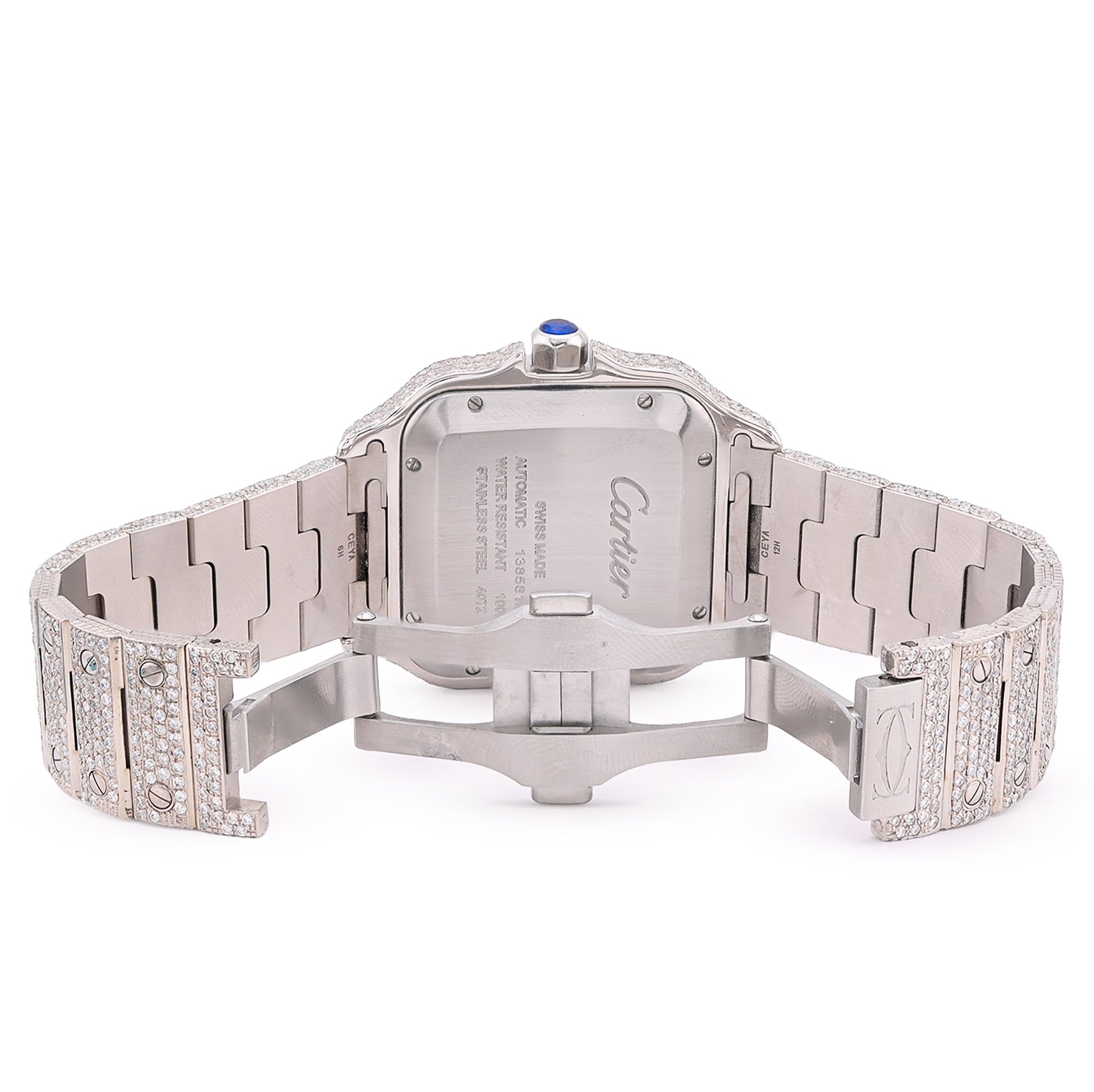 Cartier Santos 40MM 17CTW Natural Diamond Bussdown 2 - Tone Rose Bezel Watch - Elite Jewelers - Luxury Watch