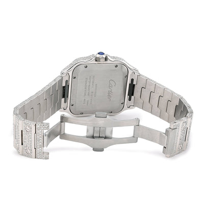 Cartier Santos 40MM 17CTW Natural Diamond Bussdown 2 - Tone Yellow Bezel Watch - Elite Jewelers - Luxury Watch