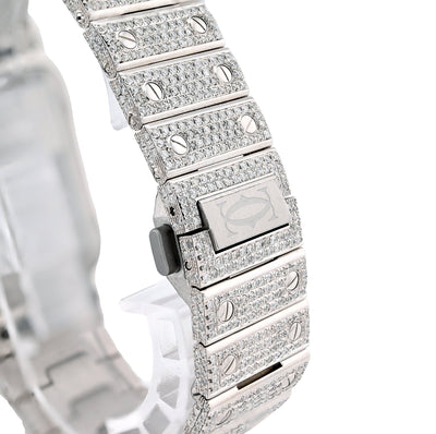 Cartier Santos 40MM 17CTW Natural Diamond Bussdown 2 - Tone Yellow Bezel Watch - Elite Jewelers - Luxury Watch