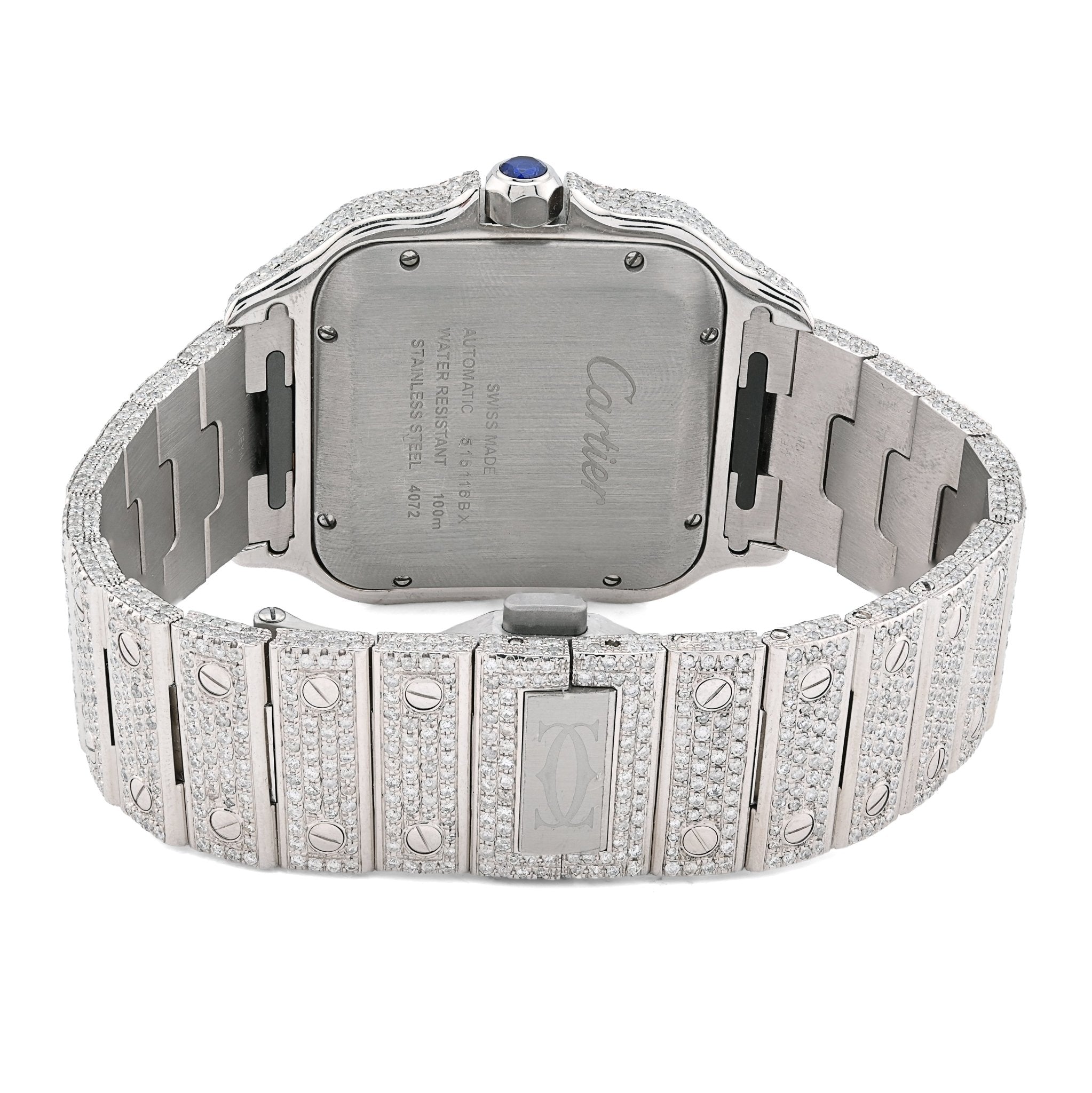 Cartier Santos 40MM 17CTW Natural Diamond Bussdown 2 - Tone Yellow Bezel Watch - Elite Jewelers - Luxury Watch