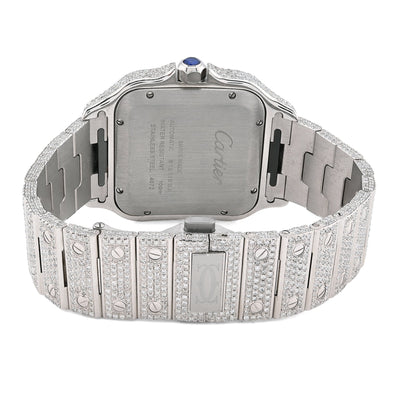 Cartier Santos 40MM 17CTW Natural Diamond Bussdown 2 - Tone Yellow Bezel Watch - Elite Jewelers - Luxury Watch