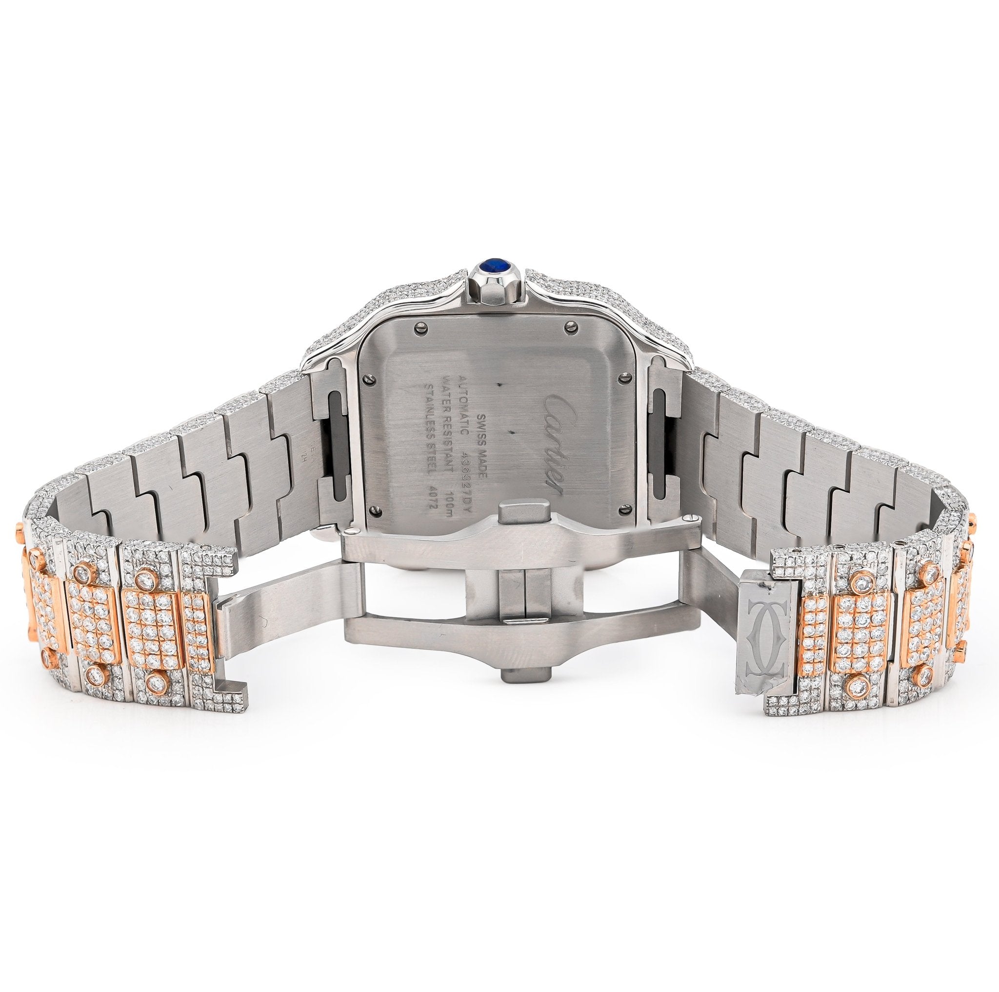 Cartier Santos 40MM 27CT Natural Diamond 2 Tone Rose & White Box and Papers Full Set - Elite Jewelers - Luxury Watch